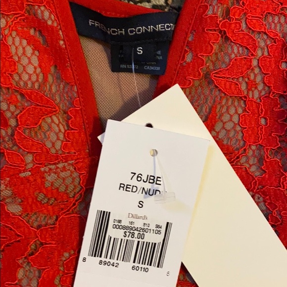 French connection red lace top - Picture 2 of 3